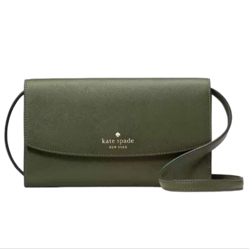 KATE SPADE NY Small Flap Crossbody Enchanted Green Saffiano NWT